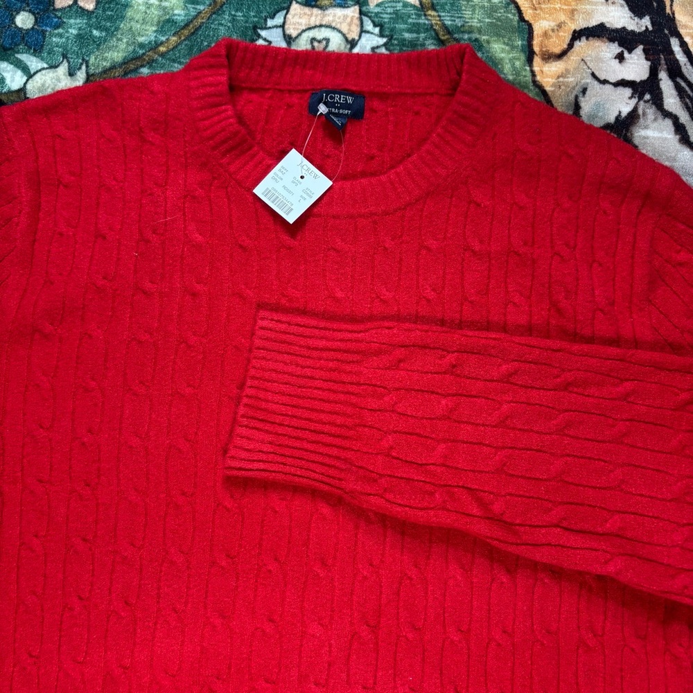 NWT J. Crew Men’s Super Soft Red Crewneck Wool Blend Sweater